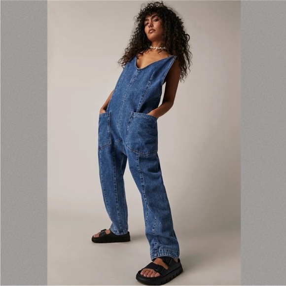 Free People High Roller Jumpsuit in sapphire blue size S - Picture 3 of 7